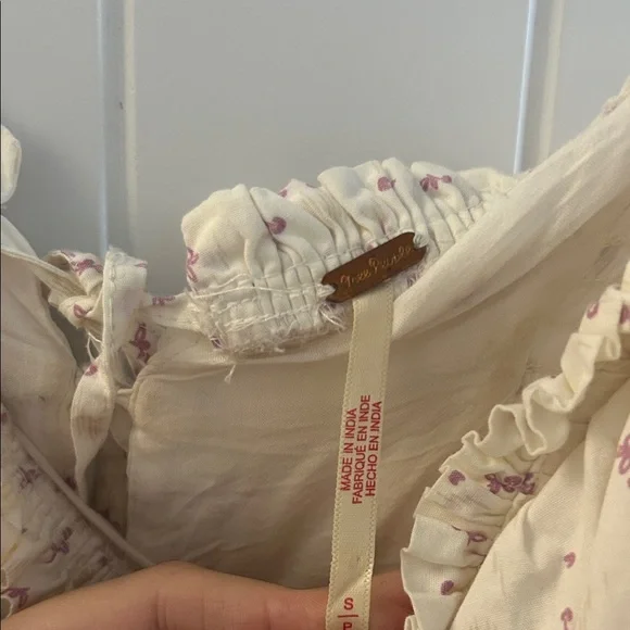 Cream Floral Spaghetti Strap Dress - Picture 2 of 5